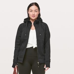 NWT Lululemon Full Zip Scuba Hoodie Plush in Dark Grey / Black